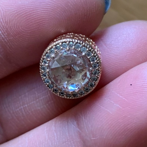 Retired Pandora Charm Radiant Hearts Bead CZ Rose EUC - Picture 4 of 10